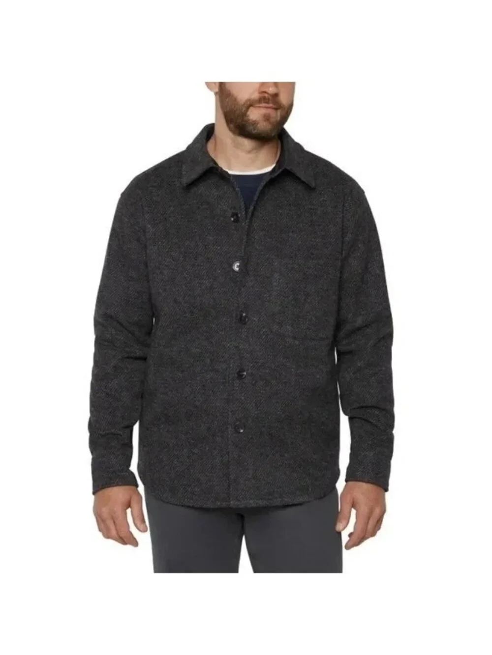 Banana Republic Men's S Black Herringbone Button-Up Shirt Jacket 100% Poly